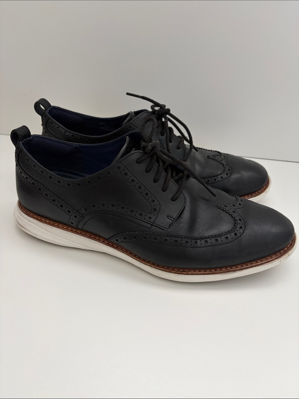 COLE HAAN Mens Size 13 M GrandEvolution Shortwing Oxford Black Wingtip C26307